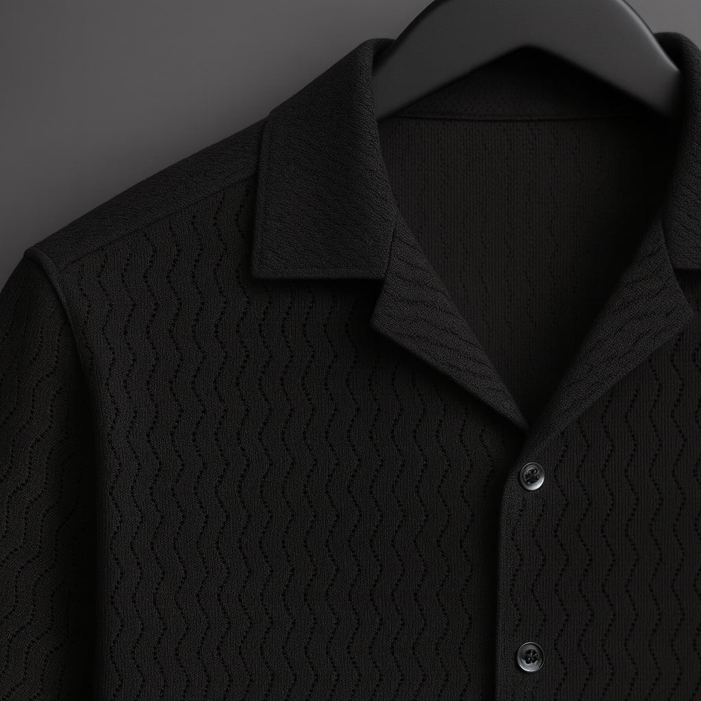 Kaspy Men’s Net Knit Half-Button Shirt – Textured Comfort