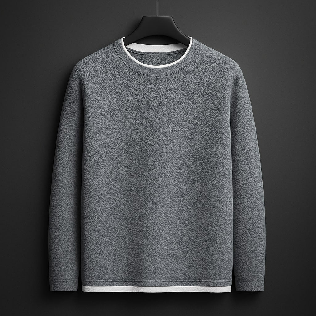 Kaspy Men’s Popcorn Knit Full-Sleeve T-Shirt – Premium Textured Knit